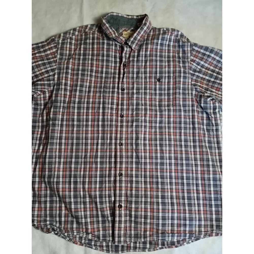 RedHead Brand Plaid Button front shirt size 3XL Short Sleeve White Red Black